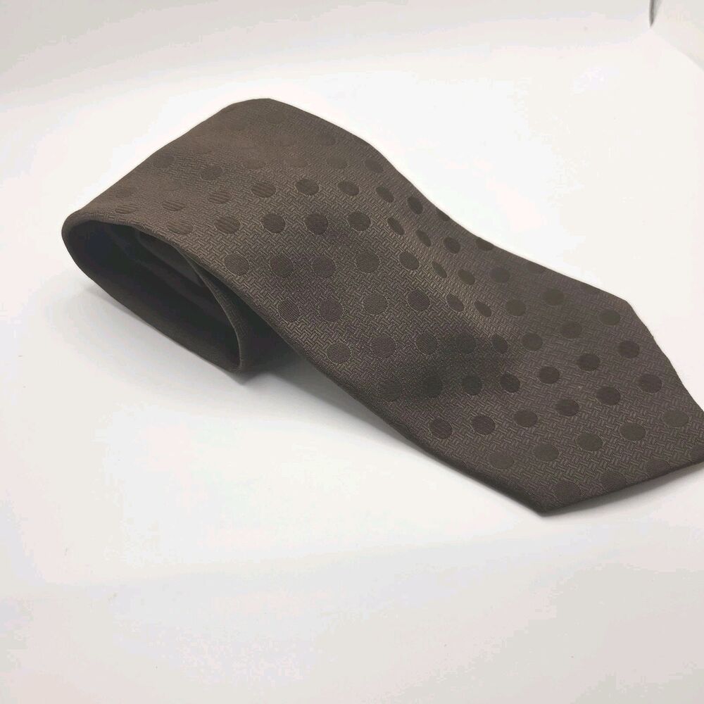 Vintage 70s Sears The Mens Store Wide Tie Brown Polka Dot Geometric Polyester